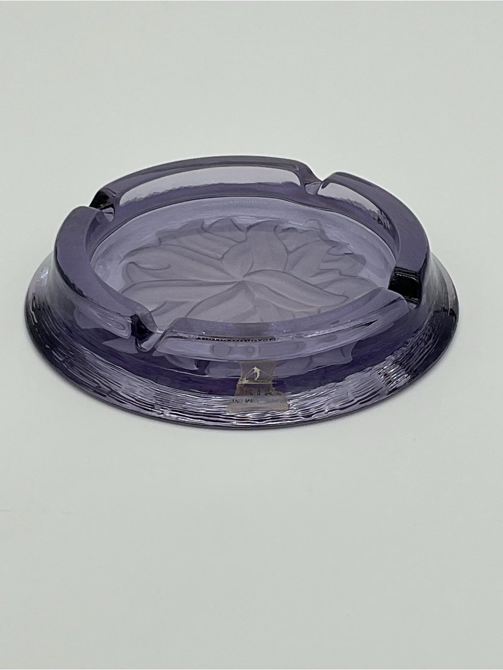 Viking Teaberry Glass Ashtray with Floral Motif